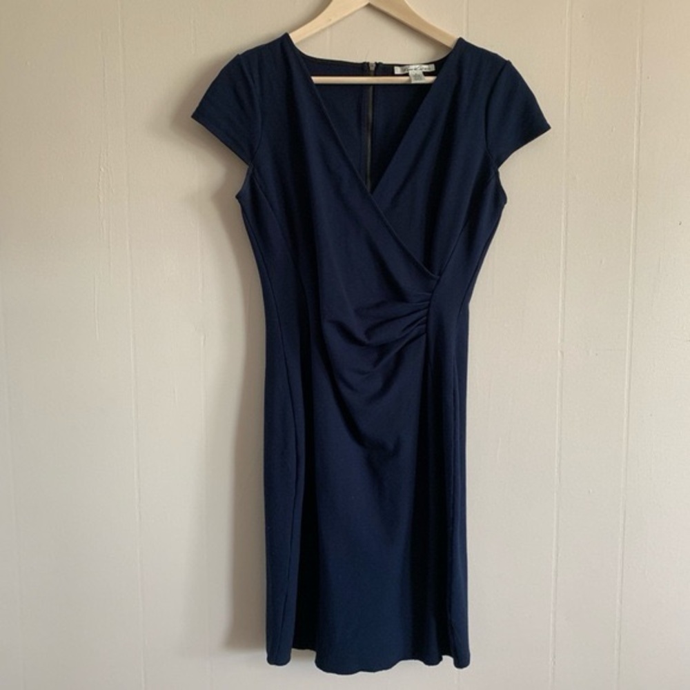 Kenneth Cole The Chantal Zip Up Mock Wrap Party‎ Dress Navy Size 2